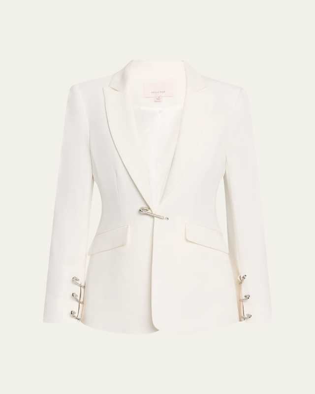 Cheyenne Rhinestone Pin Crepe Blazer